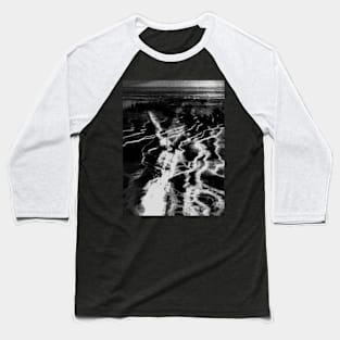 Digital collage, special processing. Person holding his hand, field, energy waves. Beautiful. Grayscale. Baseball T-Shirt